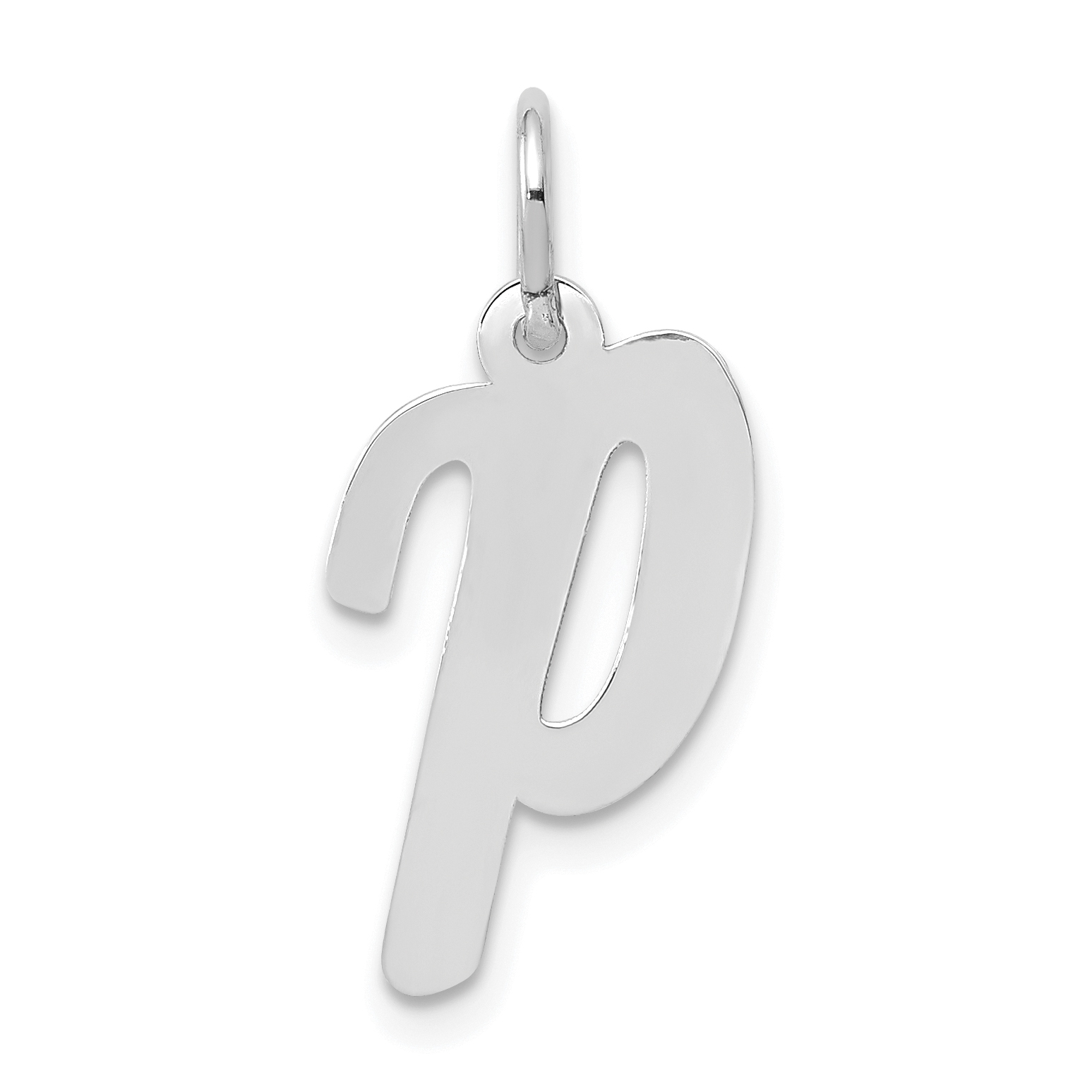 14k White Gold Medium Script Letter P Initial Charm (YC661P)