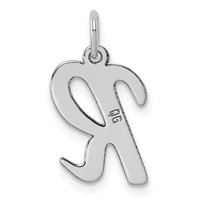 14K White Gold Medium Script Letter R Initial Charm view 4