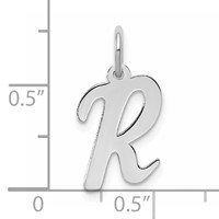 14K White Gold Medium Script Letter R Initial Charm view 3