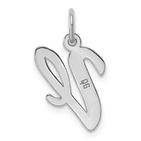 14K White Gold Medium Script Letter V Initial Charm view 4