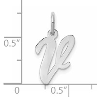 14K White Gold Medium Script Letter V Initial Charm view 3