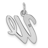 14K White Gold Medium Script Letter W Initial Charm view 4