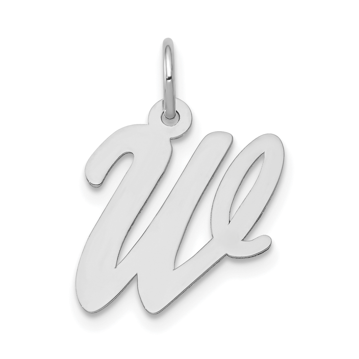 14k White Gold Medium Script Letter W Initial Charm (YC661W)