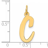 14K Yellow Gold Large Script Letter C Initial Charm view 4