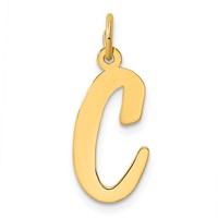 14K Yellow Gold Large Script Letter C Initial Charm view 1