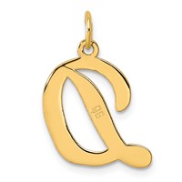 14K Yellow Gold Large Script Letter D Initial Charm view 3