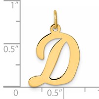 14K Yellow Gold Large Script Letter D Initial Charm view 4