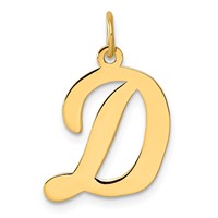14K Yellow Gold Large Script Letter D Initial Charm view 1