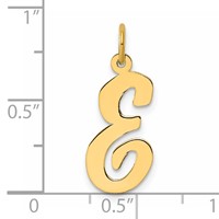 14K Yellow Gold Large Script Letter E Initial Charm view 4