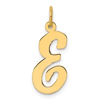 14K Yellow Gold Large Script Letter E Initial Charm view 1
