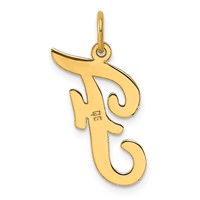 14K Yellow Gold Large Script Letter F Initial Charm view 3