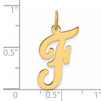 14K Yellow Gold Large Script Letter F Initial Charm view 4