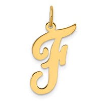 14K Yellow Gold Large Script Letter F Initial Charm view 1