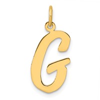 14K Yellow Gold Large Script Letter G Initial Charm view 1