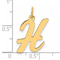14K Yellow Gold Large Script Letter H Initial Charm view 4