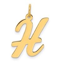 14K Yellow Gold Large Script Letter H Initial Charm view 1