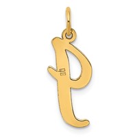 14K Yellow Gold Large Script Letter I Initial Charm view 3