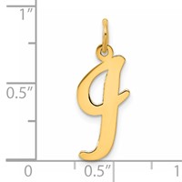 14K Yellow Gold Large Script Letter I Initial Charm view 4