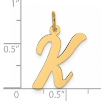 14K Yellow Gold Large Script Letter K Initial Charm view 4