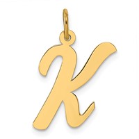 14K Yellow Gold Large Script Letter K Initial Charm view 1