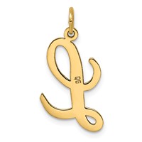 14K Yellow Gold Large Script Letter L Initial Charm view 3