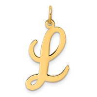 14K Yellow Gold Large Script Letter L Initial Charm view 1