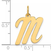 14K Yellow Gold Large Script Letter M Initial Charm view 4