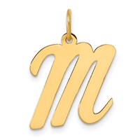 14K Yellow Gold Large Script Letter M Initial Charm view 1
