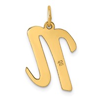 14K Yellow Gold Large Script Letter N Initial Charm view 3