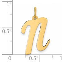 14K Yellow Gold Large Script Letter N Initial Charm view 4