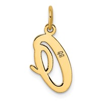14K Yellow Gold Large Script Letter O Initial Charm view 3