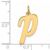 14K Yellow Gold Large Script Letter P Initial Charm view 4