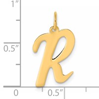 14K Yellow Gold Large Script Letter R Initial Charm view 4