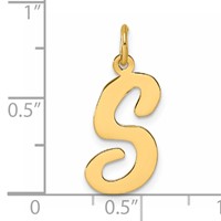 14K Yellow Gold Large Script Letter S Initial Charm view 4
