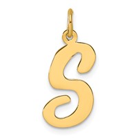 14K Yellow Gold Large Script Letter S Initial Charm view 1