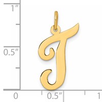 14K Yellow Gold Large Script Letter T Initial Charm view 4