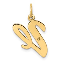 14K Yellow Gold Large Script Letter V Initial Charm view 3