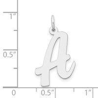 14K White Gold Large Script Letter a Initial Charm view 4