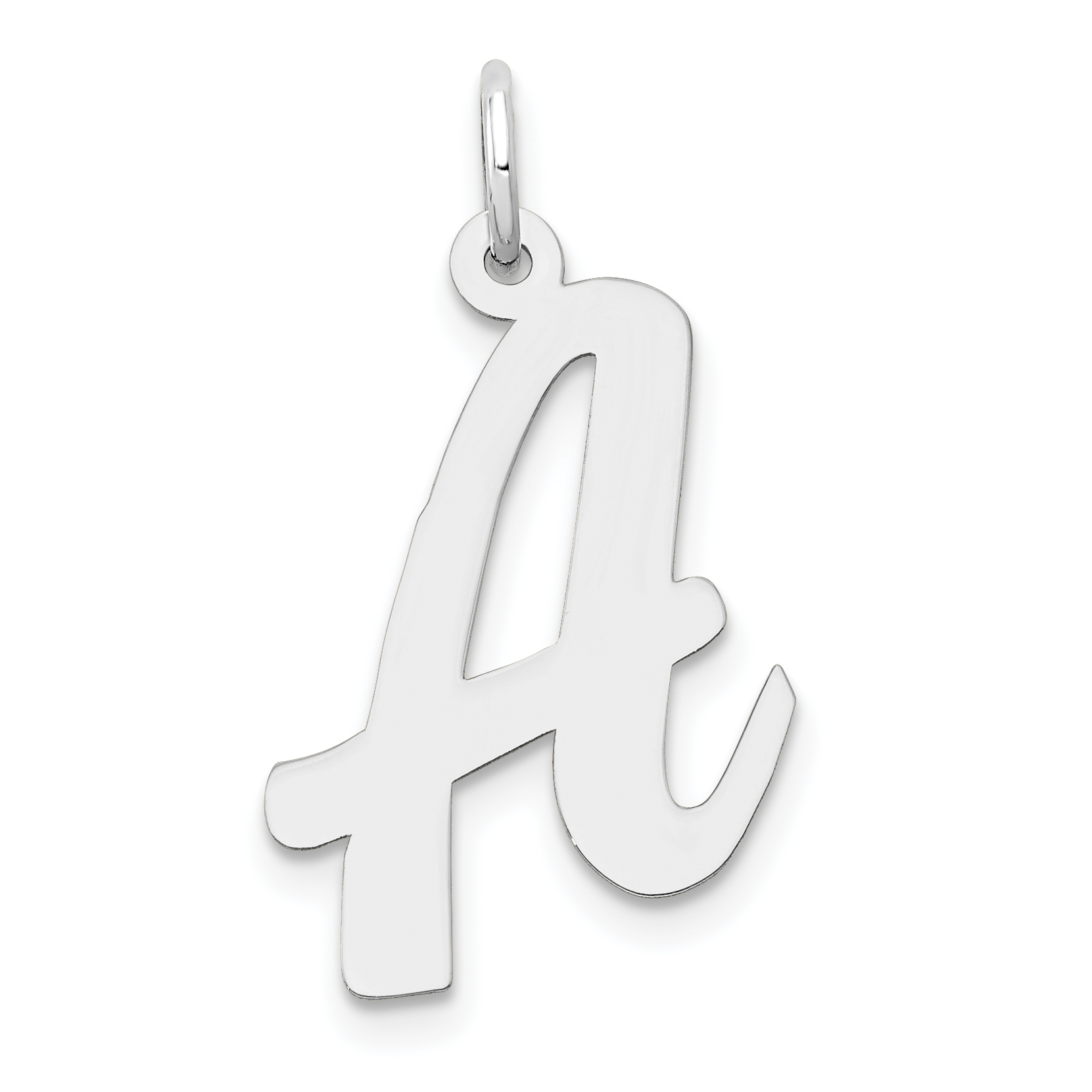 14k White Gold Large Script Letter A Initial Charm (YC663A)