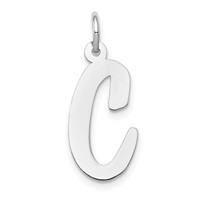 14K White Gold Large Script Letter C Initial Charm view 1