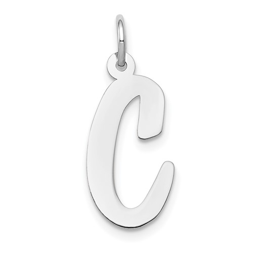 14K White Gold Large Script Letter C Initial Charm