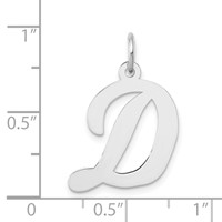 14K White Gold Large Script Letter D Initial Charm view 4