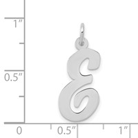 14K White Gold Large Script Letter E Initial Charm view 3