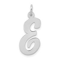 14K White Gold Large Script Letter E Initial Charm view 1