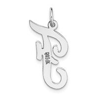 14K White Gold Large Script Letter F Initial Charm view 4