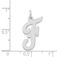 14K White Gold Large Script Letter F Initial Charm view 3