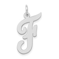 14K White Gold Large Script Letter F Initial Charm view 1