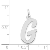 14K White Gold Large Script Letter G Initial Charm view 3