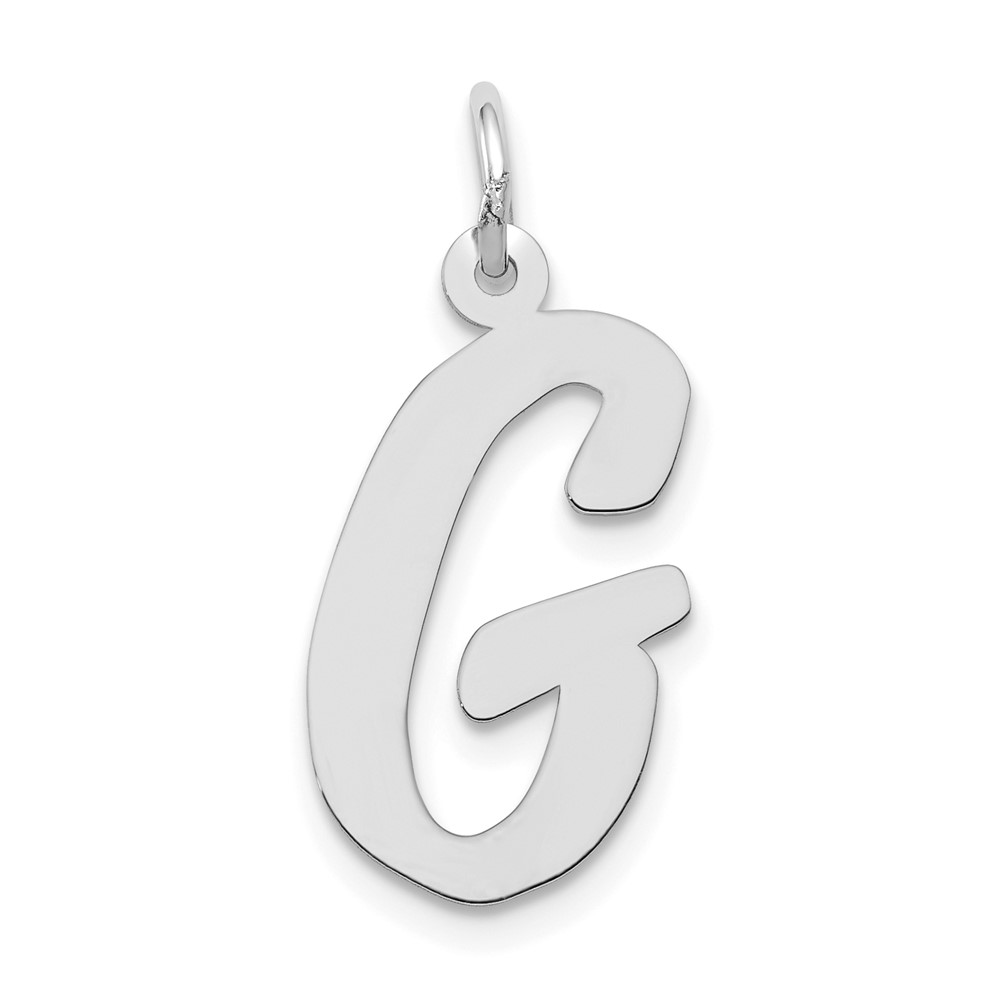 14K White Gold Large Script Letter G Initial Charm