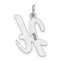 14K White Gold Large Script Letter H Initial Charm view 4